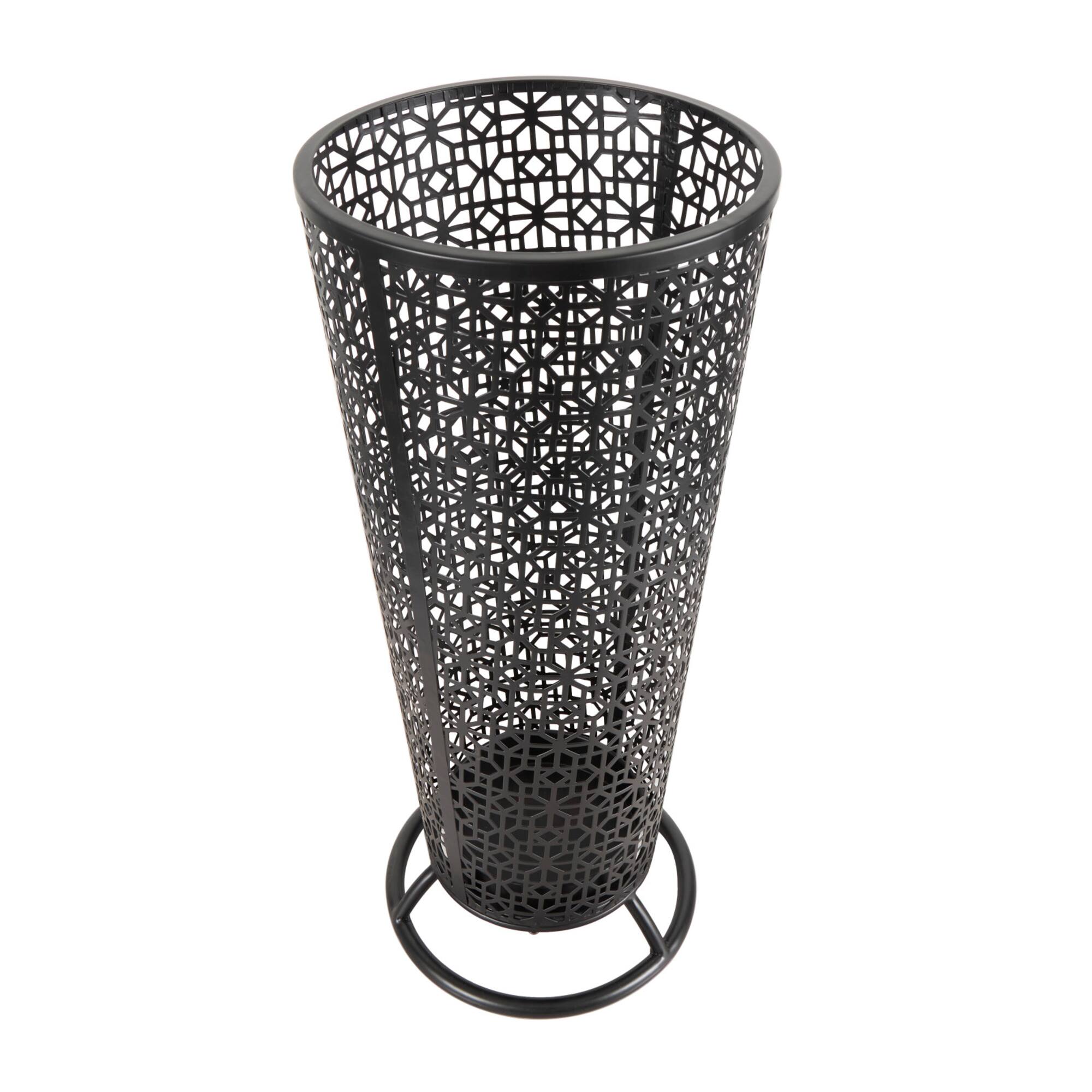 25" Black Ornate Metal Umbrella Stand